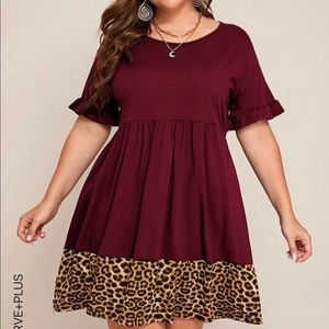 Shein Leopard Flounce Smock Dress